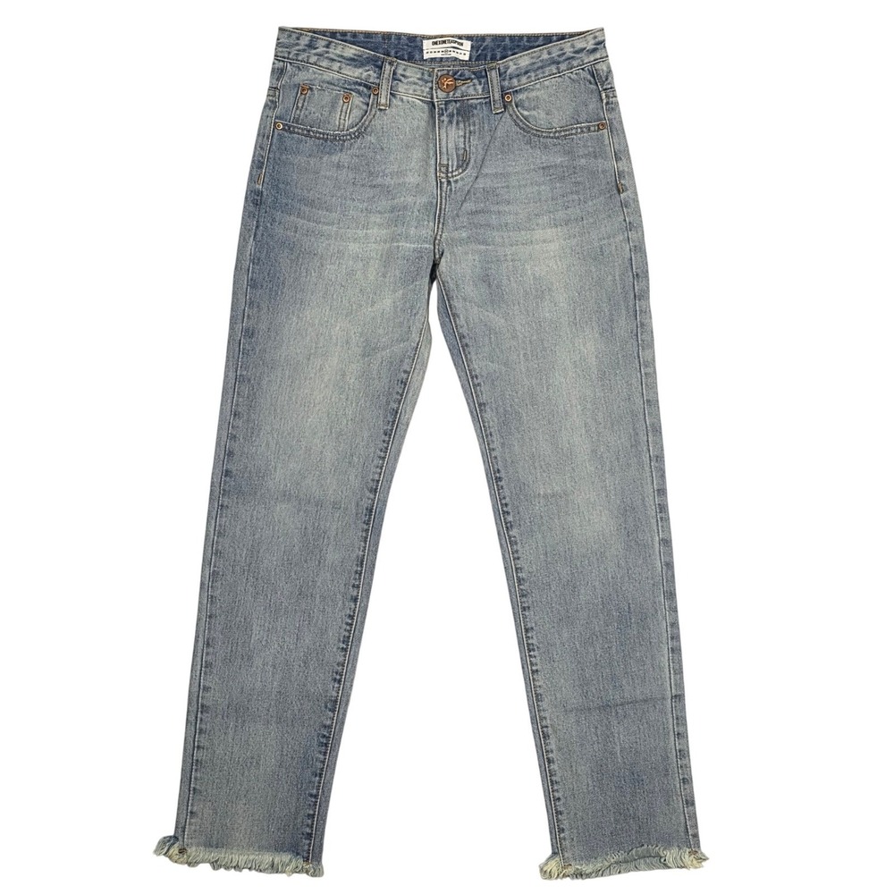 One Teaspoon Awesome Baggies Jeans Size 27 Frayed Hem Light Wash Denim Relax New